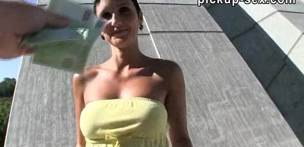  Busty european babe earned quick cash for public sex